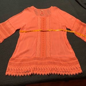 Johnny Was Salmon/Coral Crocet Tunic